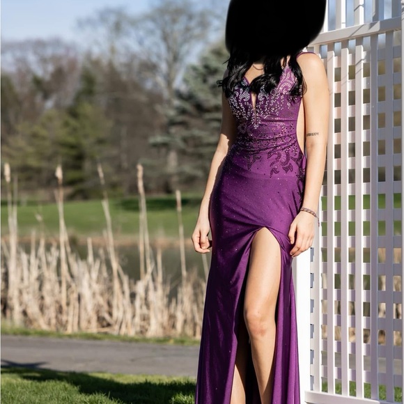 Deep Purple Strapless Sweetheart Prom Dress - Picture 7 of 7